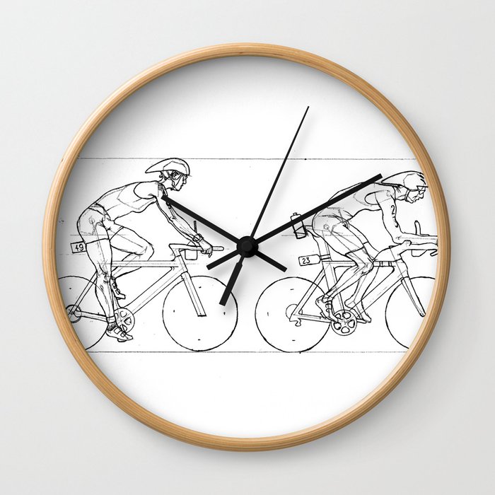 Transitions through Triathlon Cyclists Drawing A Wall Clock