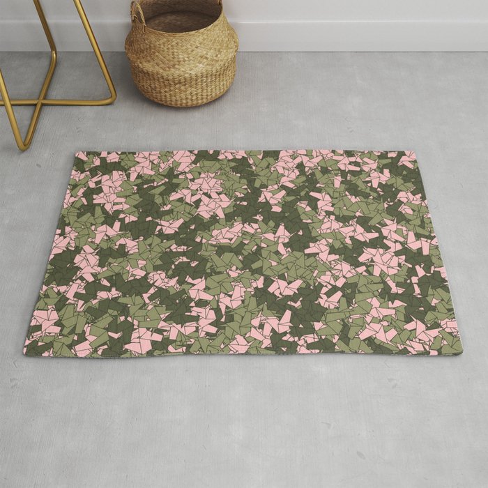 Origami Unicorn Camo PINK Rug