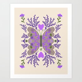 Freedom Butterfly Purple vibe Art Print