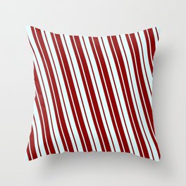 [ Thumbnail: Dark Red and Light Cyan Colored Lines/Stripes Pattern Throw Pillow ]