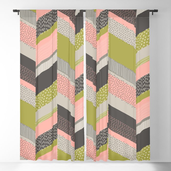 Rose And Green Blackout Curtain By, Green Chevron Curtains