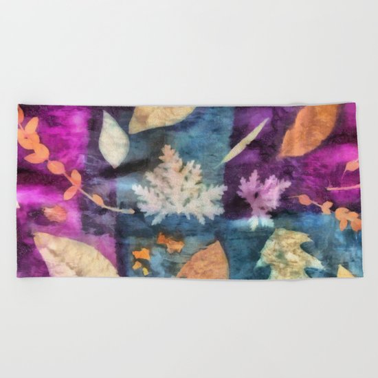 Colorful fallen leaves abstract Beach Towel