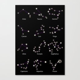 XII Constellations of Zodiac Astrology  Canvas Print