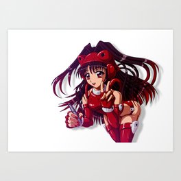 Anime Girl with Pen Art Print