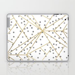 Elegant Abstract Gray Gold Geometrical Polka Dots Pattern Laptop Skin