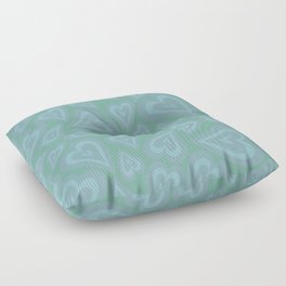 Retro Swirl Love - Blue Floor Pillow