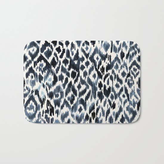 Indigo Ikat Leopard Bath Mat