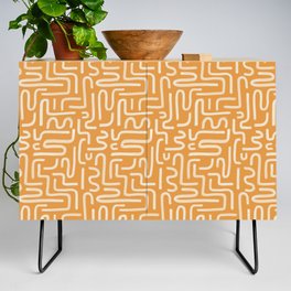 Abstract Brush Strokes Maze on Orange Butterscotch Credenza