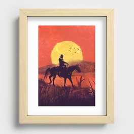 Red dead cowboy sunset  Recessed Framed Print