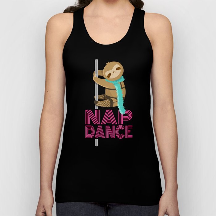 Funny Nap Dance Neon Sign Cute Sloth Pole Dancer Tank Top