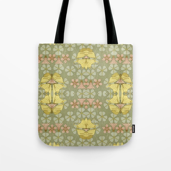 Butterflies & Clovers - Art Deco Pattern Tote Bag