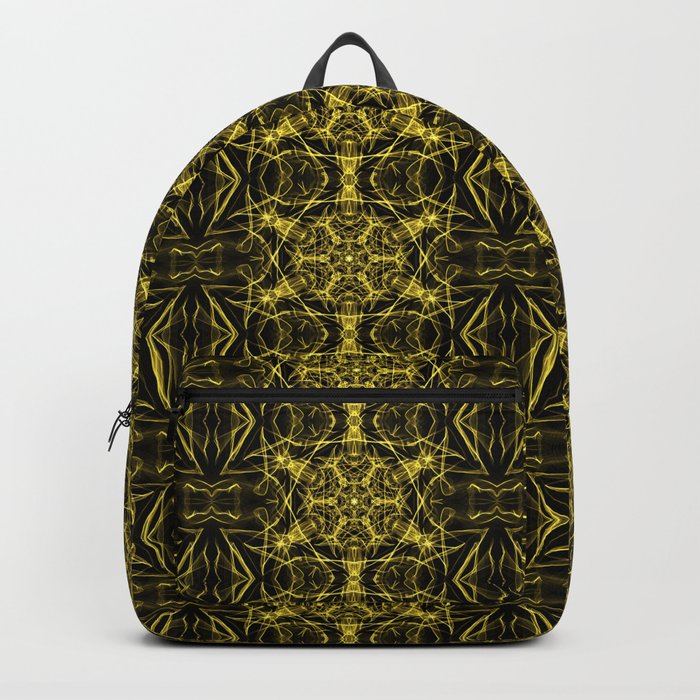 Liquid Light Series 15 ~ Yellow Abstract Fractal Pattern Backpack