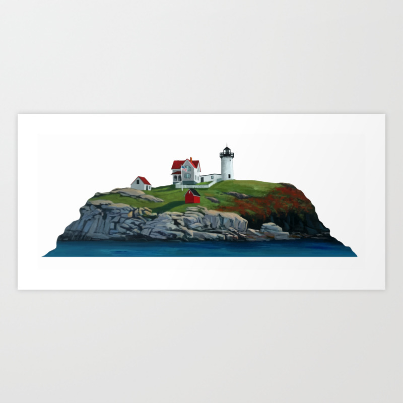 Nubble Lighthouse Painting Art Print By Lizkeefe Society6