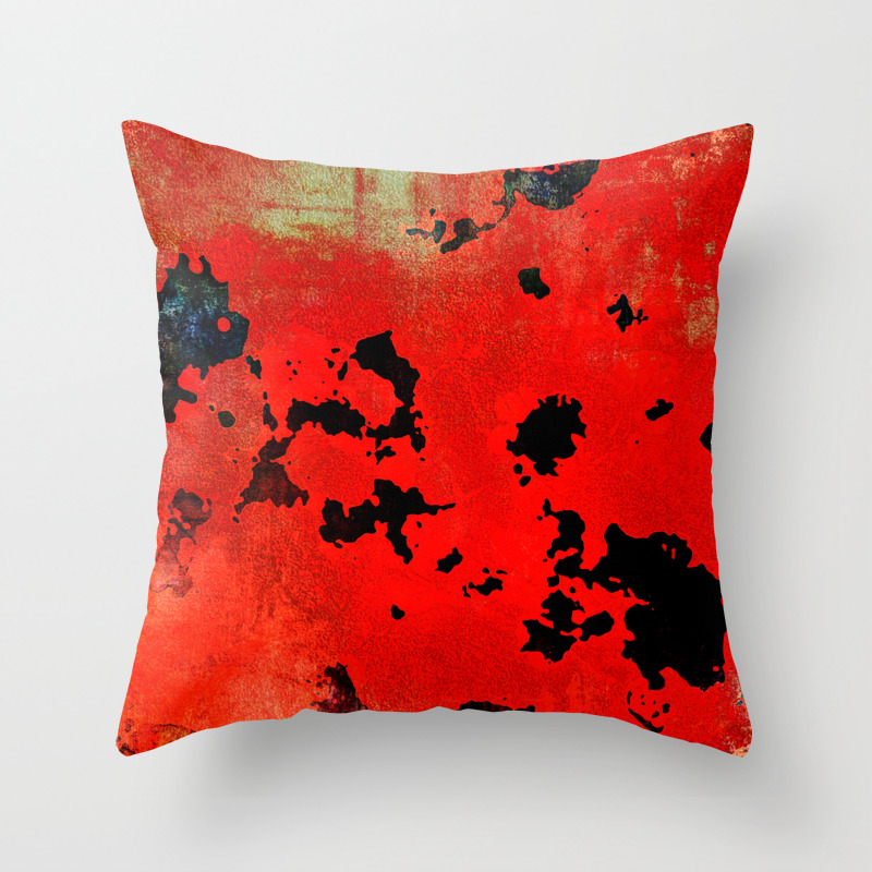 Red Modern Contemporary Abstract Textured Design Throw Pillow By