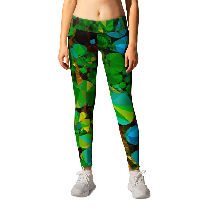 Ivy Low Poly Abstract Digital Art Painting Leggings