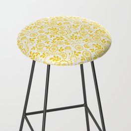 Yellow Eastern Floral Pattern Bar Stool