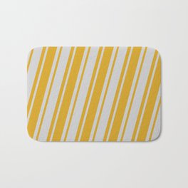 [ Thumbnail: Goldenrod and Light Gray Colored Pattern of Stripes Bath Mat ]