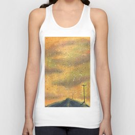 The End of the World #774 Tank Top | Purple, Telephonepole, Clouds, Apocalypse, Green, Blue, White, Yellow, Sky, Painting 
