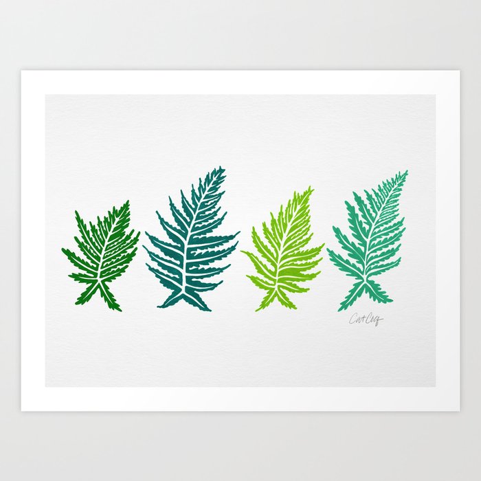 Inked Ferns – Green Palette Art Print