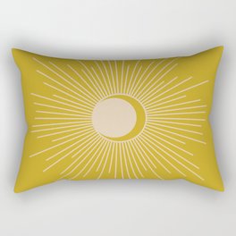 Subtle Sun and Moon - Mid Century Modern Minimalism in Mid Mod Mustard and Beige Rectangular Pillow