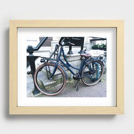 Blue Dutch Amsterdam Bicycle Bike Recessed Framed Print