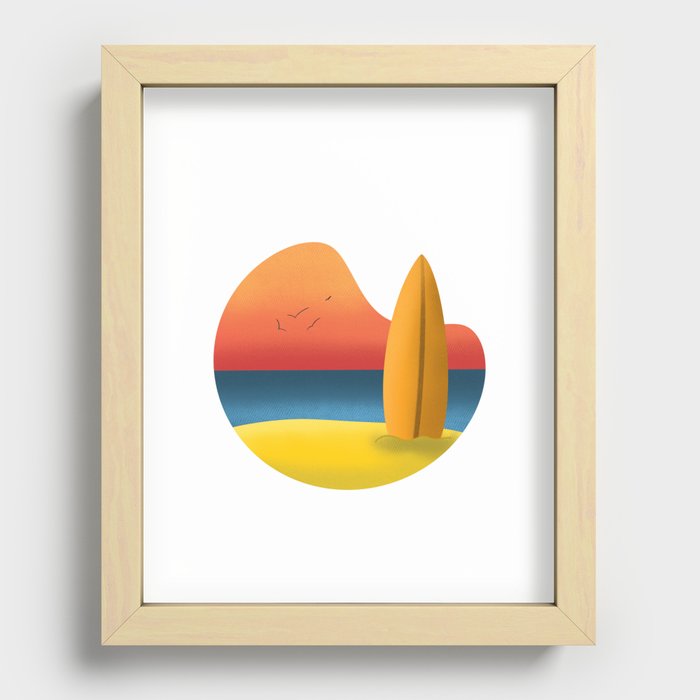 Surfboard x Sunset Recessed Framed Print