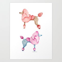 Chic Poodles in watercolor I Art Print