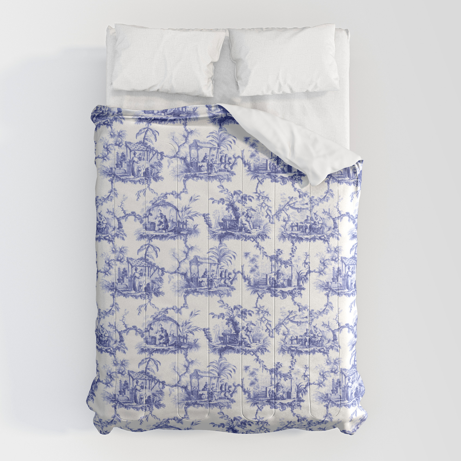 Blue Chinoiserie Toile Comforter By The, Blue Toile Duvet Cover