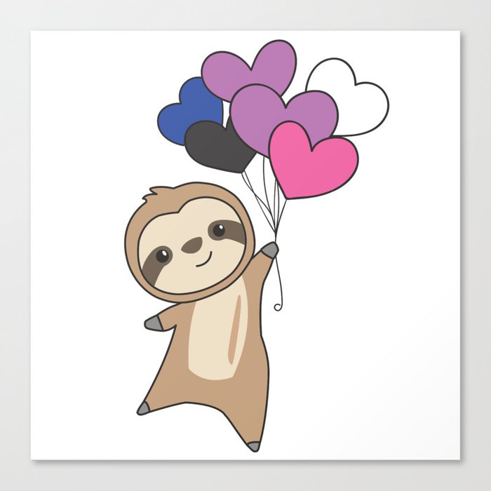 Genderfluid Flag Gay Pride Lgbtq Heart Sloth Canvas Print