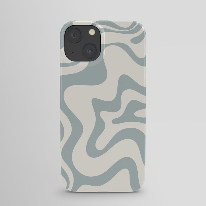 Liquid Swirl Abstract Pattern in Light Blue-Gray and Cream iPhone Case
