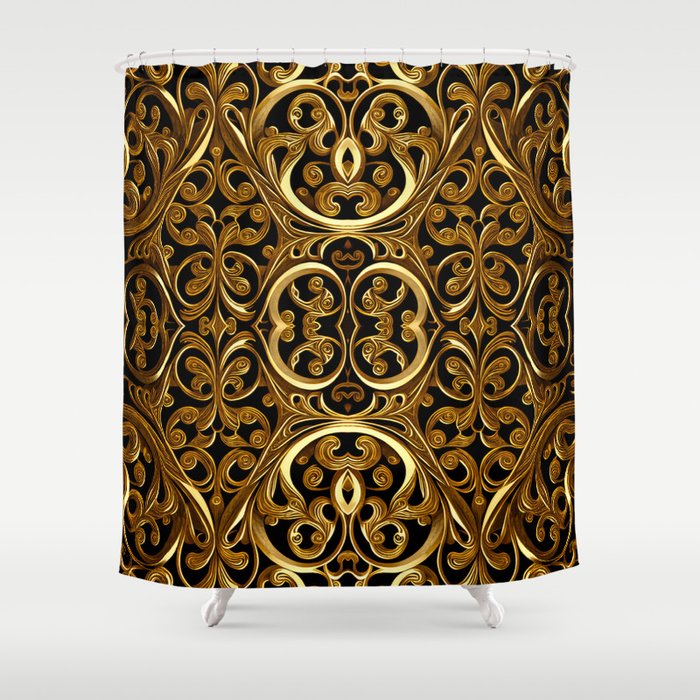 Gold Filigree Arabic Pattern Unique and Elegant Design II Shower Curtain