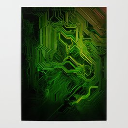 Green glowing circuit - by Brian Vegas Poster