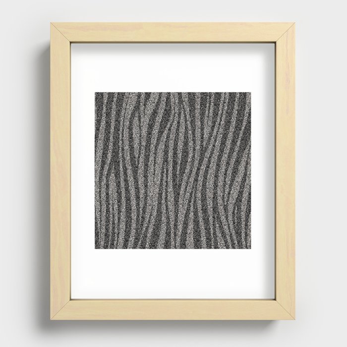 Stripes Silver Glitter Recessed Framed Print