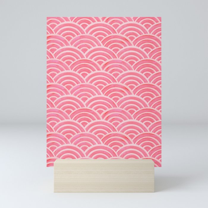 Japanese Seigaiha Wave – Powder Pink Palette Mini Art Print