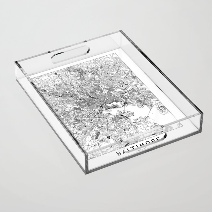 Baltimore White Map Acrylic Tray