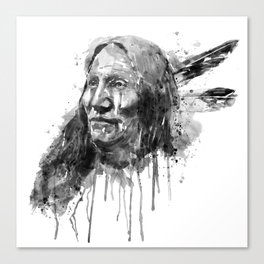 Native American Portrait Black and White Canvas Print