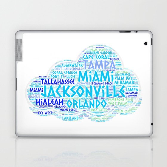 Cloud illustrated with cities of Florida State USA Laptop & iPad Skin