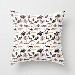 Rainforest Insects and Spiders Pattern Throw Pillow