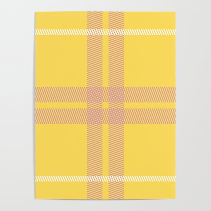 Yellow Pink Plaid - Cheery Disposition Poster