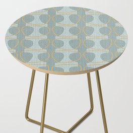Aqua and Gold Mid Century Modern Abstract Ovals Side Table