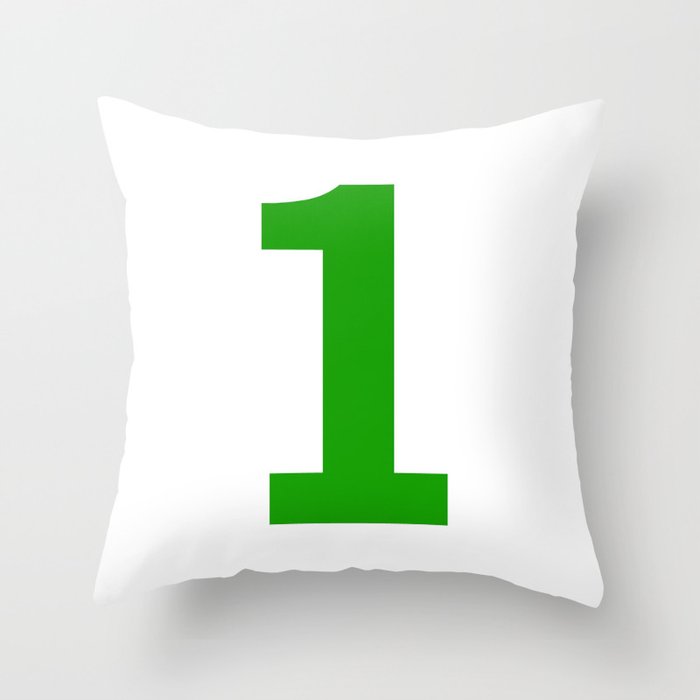 Number 1 (Green & White) Throw Pillow