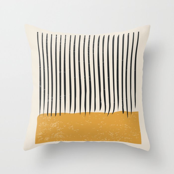 Mid Century Modern Minimalist Rothko Inspired Color Field With Lines Geometric Style Throw Pillow