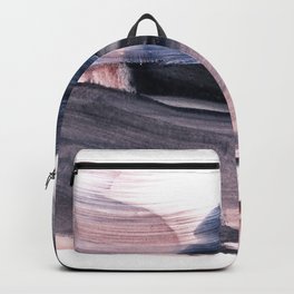 verve 1 Backpack | White, Painting, Acrylic, Pink, Abstract, Brushstrokes, Black, Mauve, Copper, Blush 