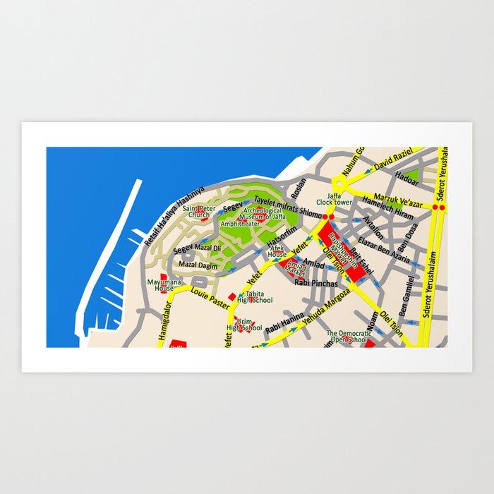 Tel Aviv map - Jaffa area Art Print