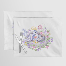 Cute mother bird and baby bird in the nest Placemat