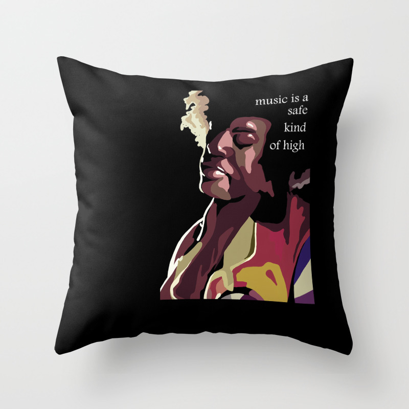 Music Is A Safe Kind Of High Jimi Hendrix Throw Pillow By