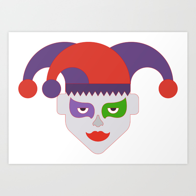 Clown Funny Novelty Cartoon Hand Drawing Art Print By