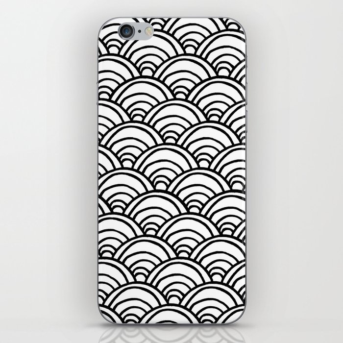 Waves All Over - Black on White iPhone Skin
