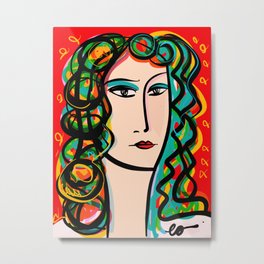 Portrait of a Woman in Red  Metal Print