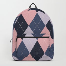 Argyle diamond pattern - black, purple / violet parma, pink, soft tones Backpack